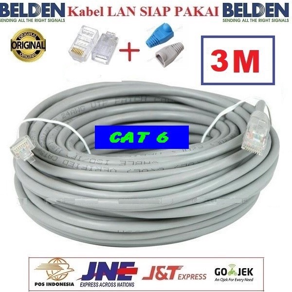 Kabel Lan Belden Cat 6 USA 3 meter Siap Pakai/3M / 3meter UTP