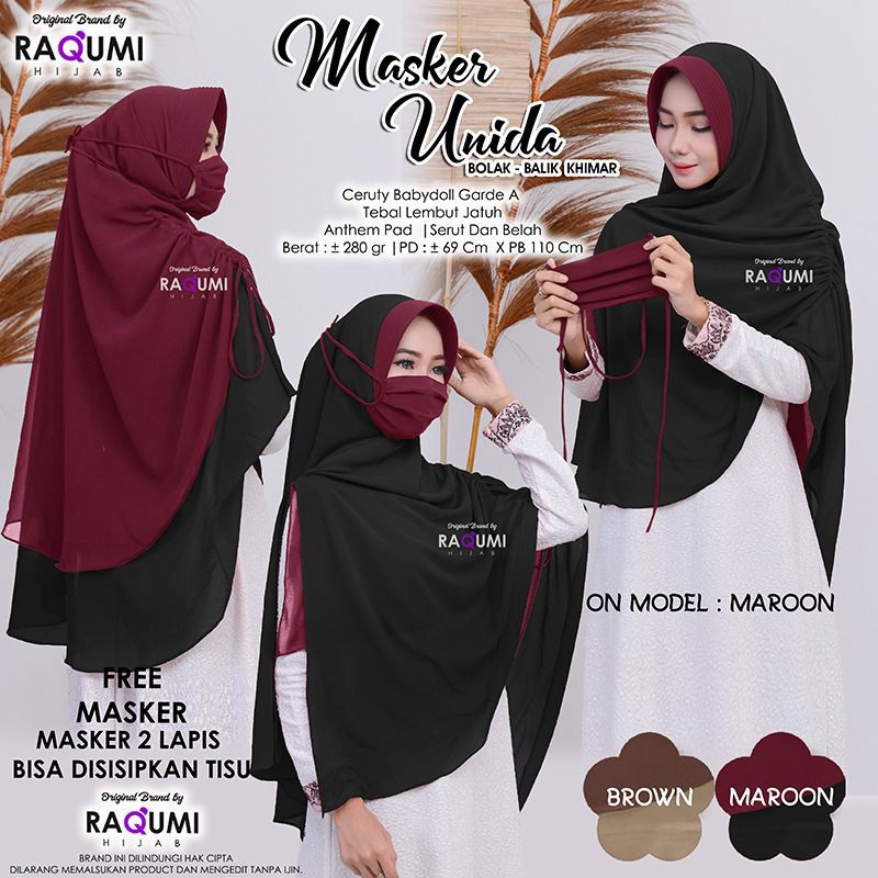 Ready Masker Unida Khimar Bolak Balik By Raqumi