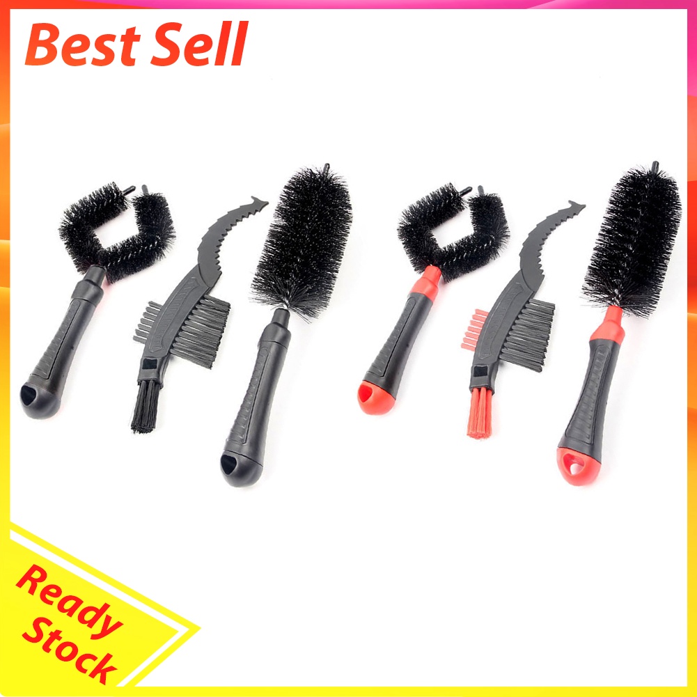 3pcs Bike Motorcycle Chain Cleaner Tire Wheel Brushes Cleaning Tool Sets