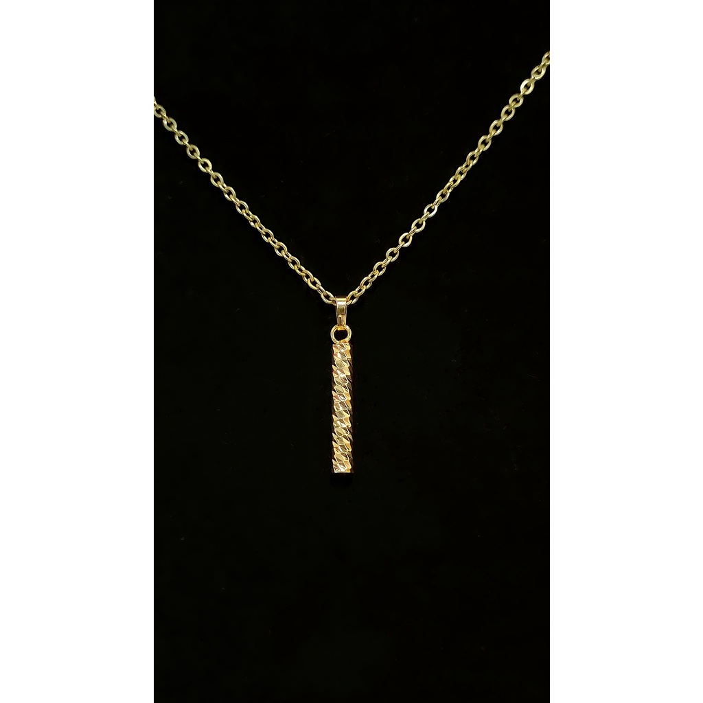 Kalung Emas Titanium Liontin Bambu Pria Wanita