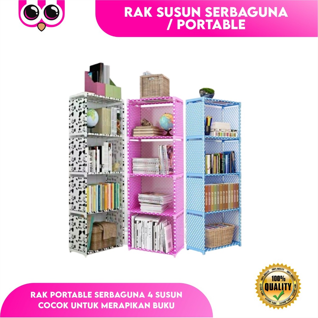 Rak Serbaguna  5 Tingkat 4 Susun / Rak Buku Portable Lemari Multi Fungsi Sepatu Rak Pakaian Baju Boneka