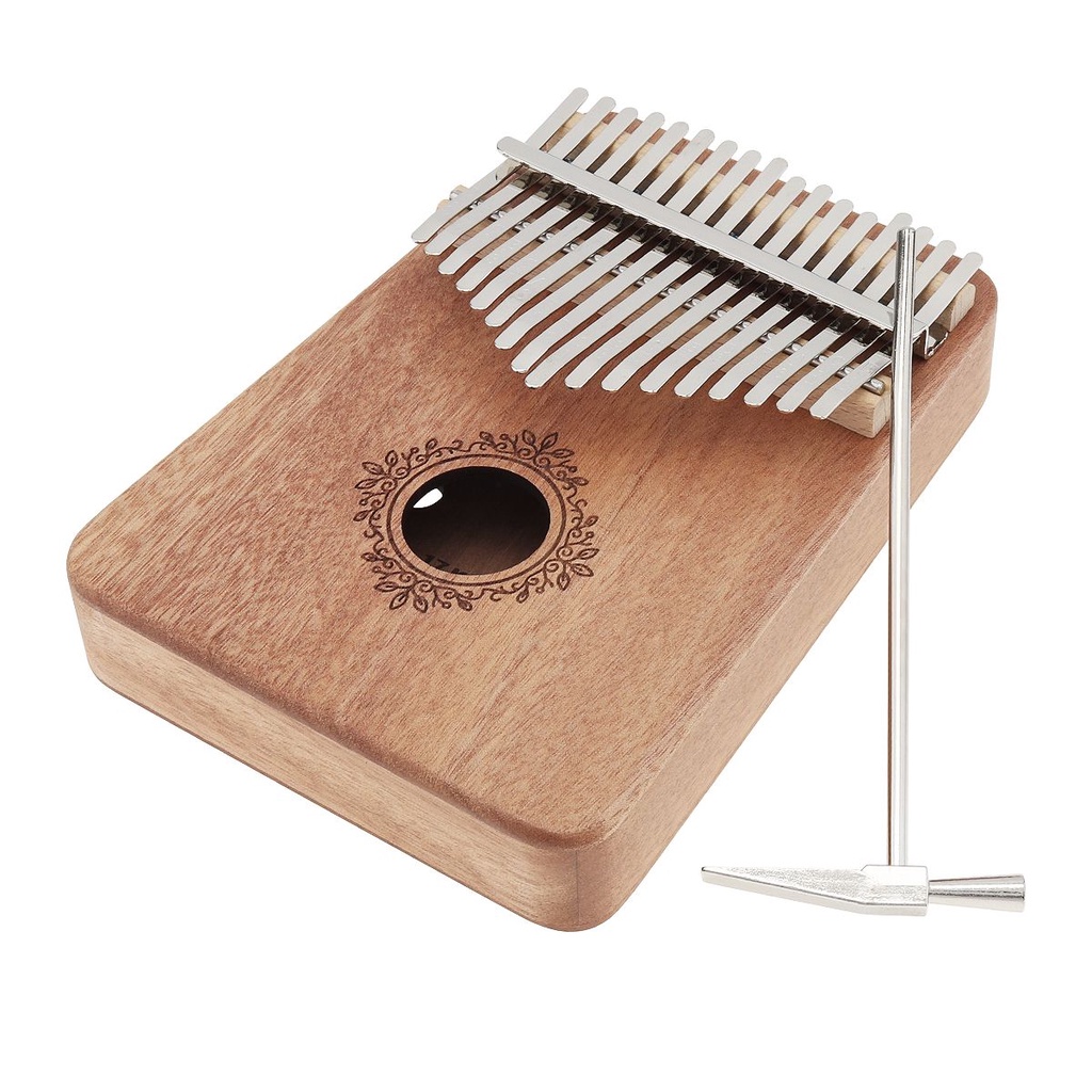 Kalimba Thumb Piano 17 Kunci Bahan Kayu Mahoni Solid Dengan Stiker Nada