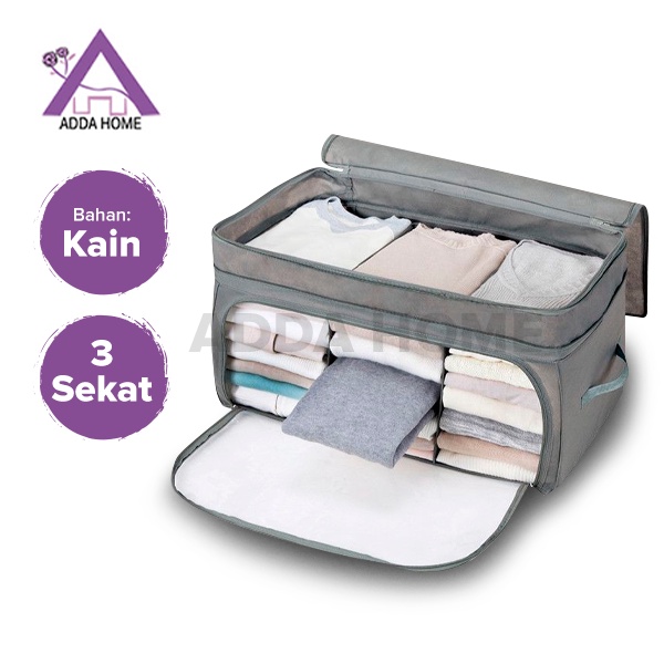 Adda Home - Bamboo Storage Box Tempat Penyimpanan Baju 3 Sekat - 62L