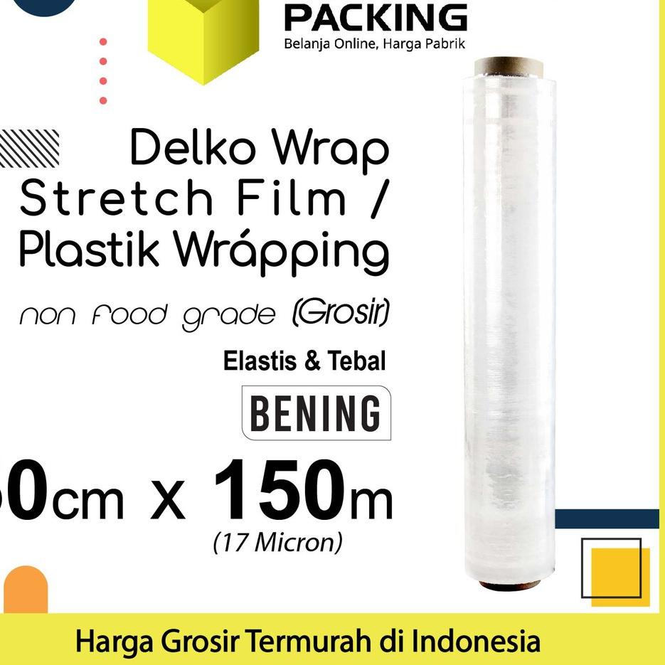 

Plastik Wraping Stretch Film 50cm x 150m DELKOWRAP BENING WRAPPING TEBAL PREMIUM / SATUAN