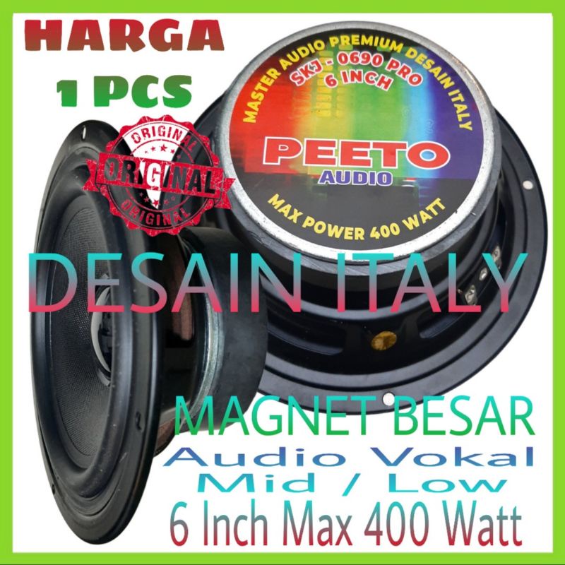 Speaker Component PEETO 6 Inch SKJ-0690 PRO Audio Mid / Low Max 400 Watt