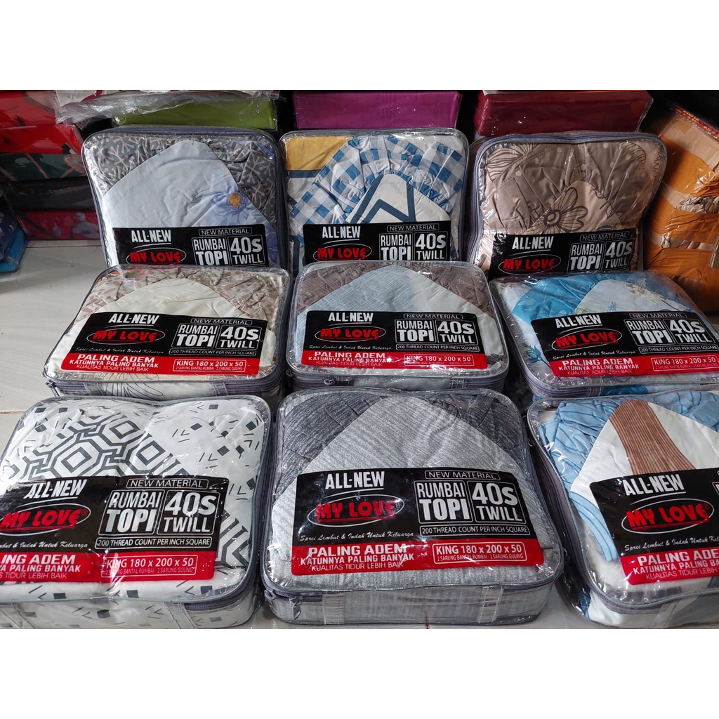 Sprei My love King Rumbai Ukuran 180 x 200 Bantal 2 Guling 2