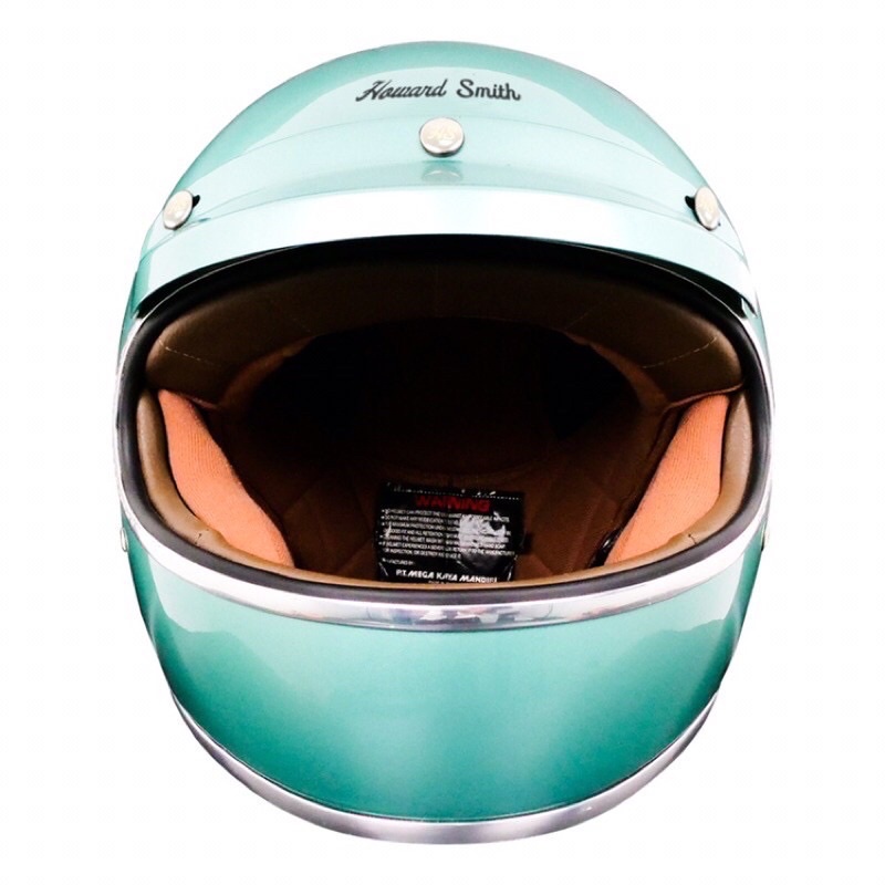 Helm full face retro cafe racer howard smith jz green carglos original