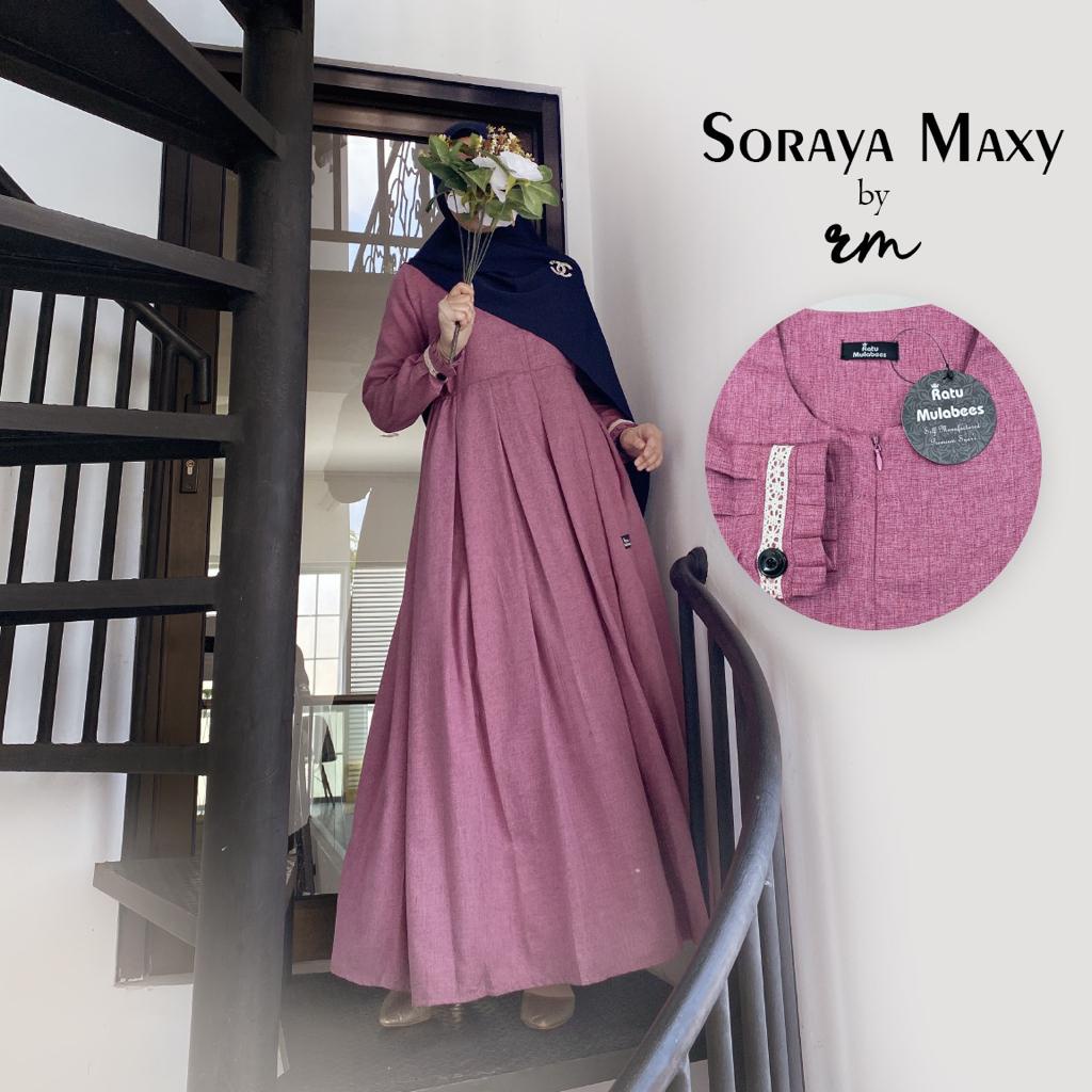 Gamis Soraya Maxy Cotton Madina Premium Lengan Renda by Ratu Mulabees