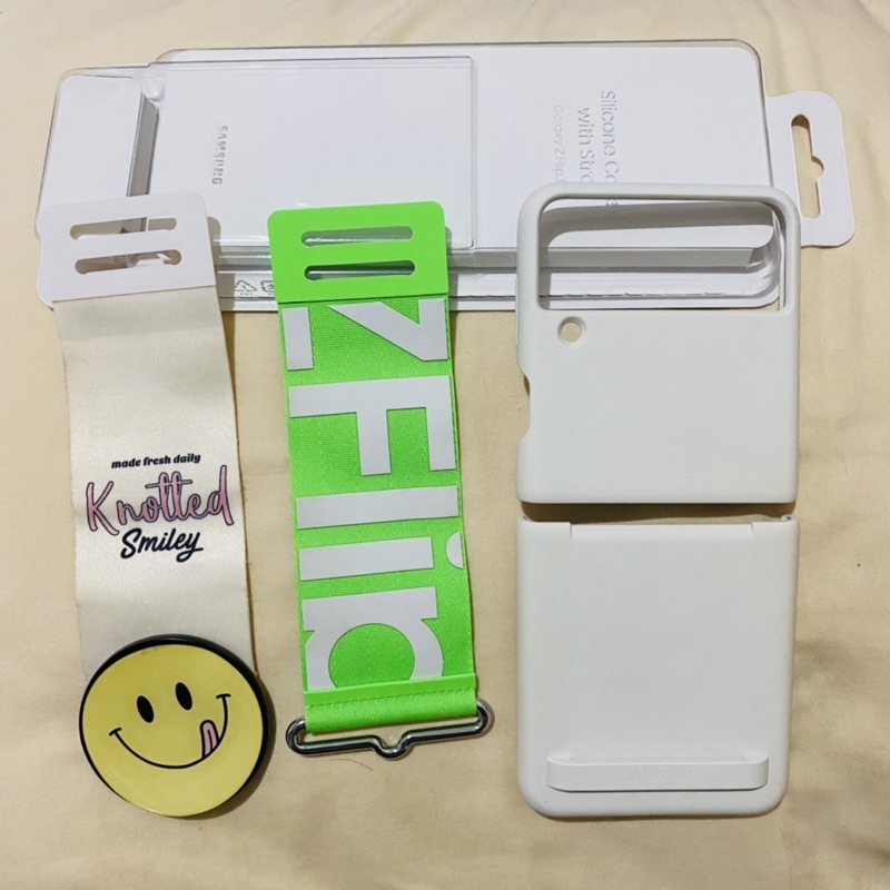 Casing samsung galaxy z flip 3 5g original strap case impor korea pallete knotted donut