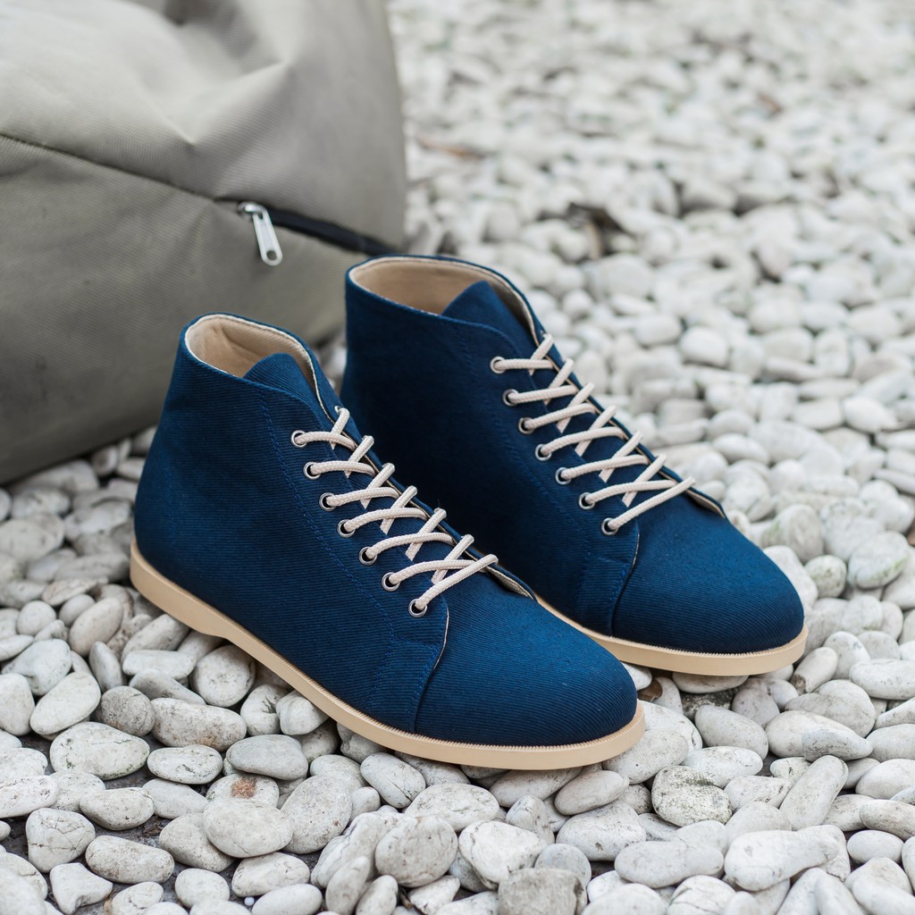 ELVRA Footwear - Sepatu Pria Sepatu Sneakers Sepatu Kasual Casual Sepatu Kanvas Canvas - Morven Navy Cream