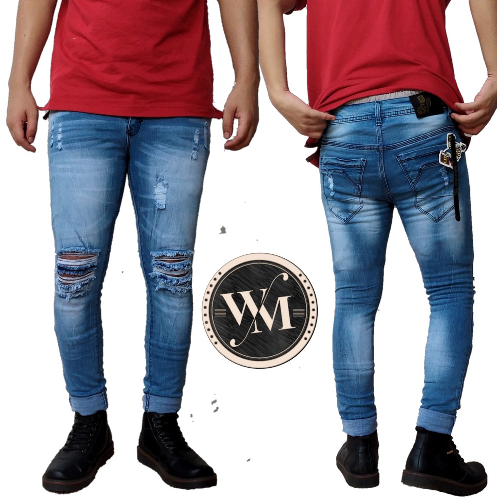 Celana Jeans Sobek Skinny Jeans