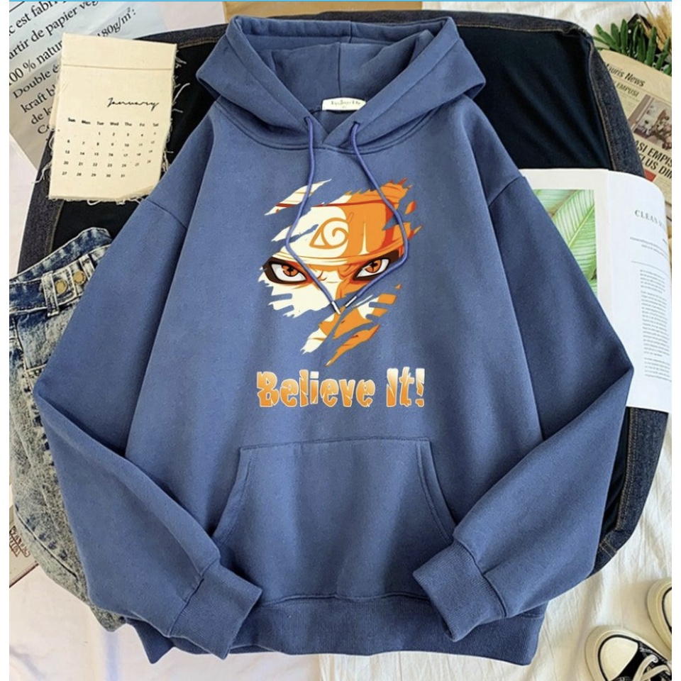 BELIEV IT! NARUTO Anime Jumper Hoodie II Sweater Hoodie Anime II Sweter Oblong Topi II SIZE M - XL ( Pria &amp; Wanita / Anak &amp; Dewasa )