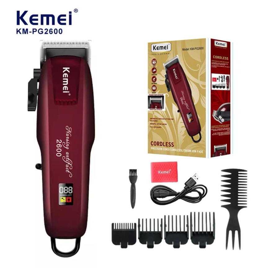 COD MESIN CUKUR RAMBUT PROFESSIONAL RECHARGEABLE ELECTRIC HAIR CLIPPER CORDLESS KEMEI KM-2600 / CUKURAN RAMBUT KEMEI KM-2600 / ALAT CUKUR RAMBUT KEMEI KM-2600