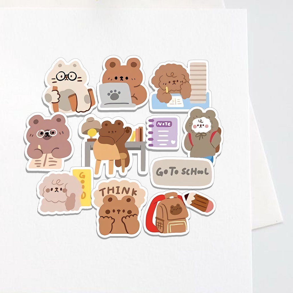 

Sticker Brown Bears Aesthetic Stiker Waterproof (12pcs)