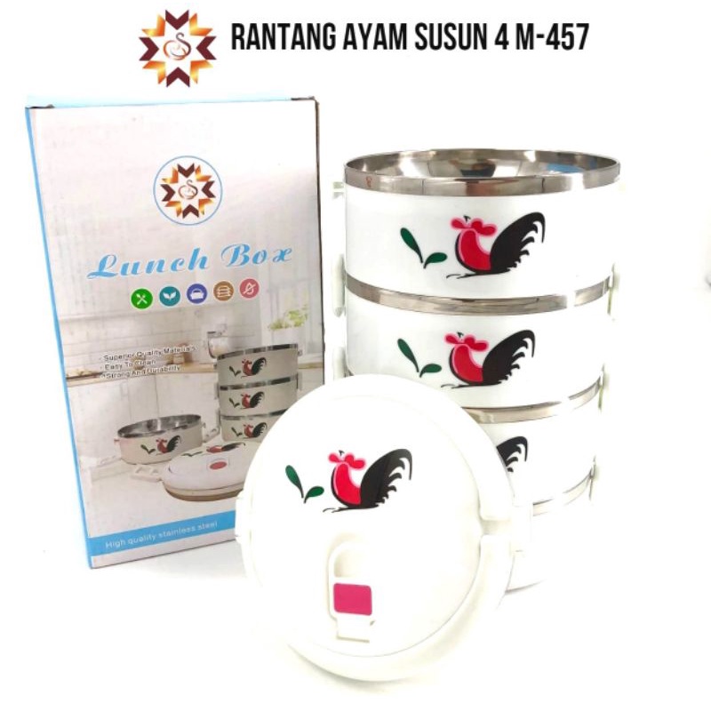 RANTANG STAINLESS 4 SUSUN / RANTANG 4 SUSUN KARAKTER / RANTANG AYAM JAGO / RANTANG MOTIF KARAKTER