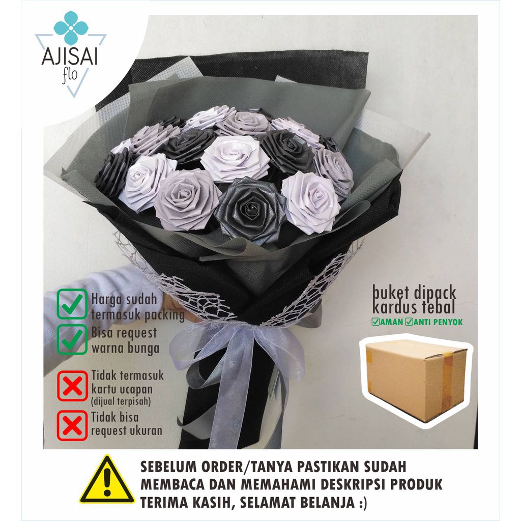  Buket  Mawar Kertas PAPER ROSE BOUQUET isi 18 Bunga 