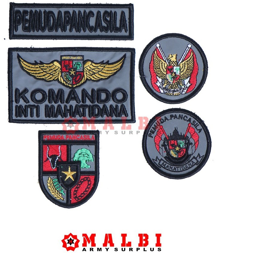 Atribut Bet Badge Satu Set Bordir Pemuda Pancasila Timbul Embos