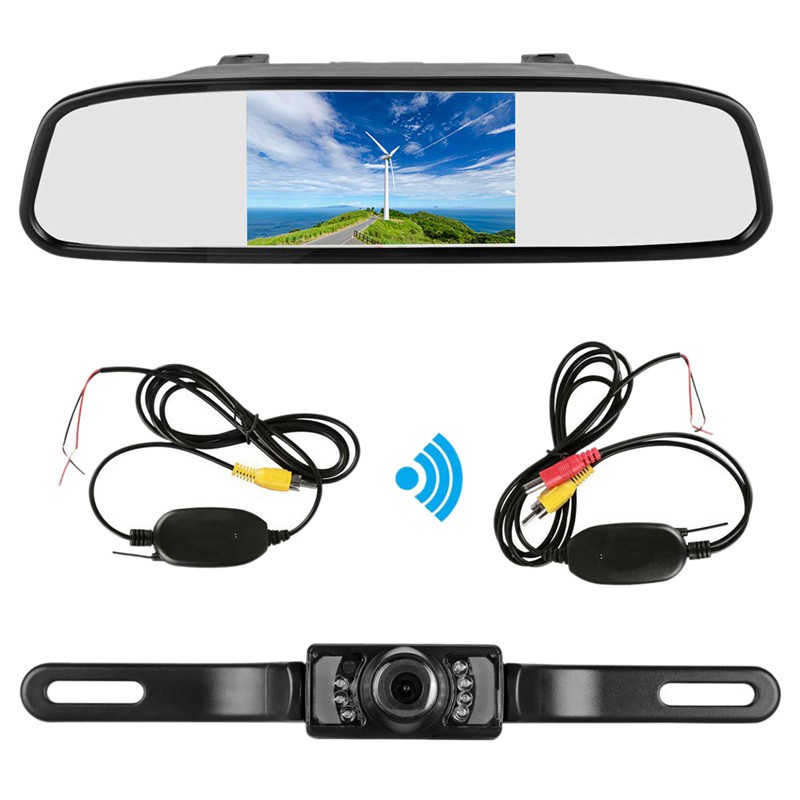Wireless Car Rear View Backup Camera 4.3 Inch TFT LCD Monitor Kit Night Vision
