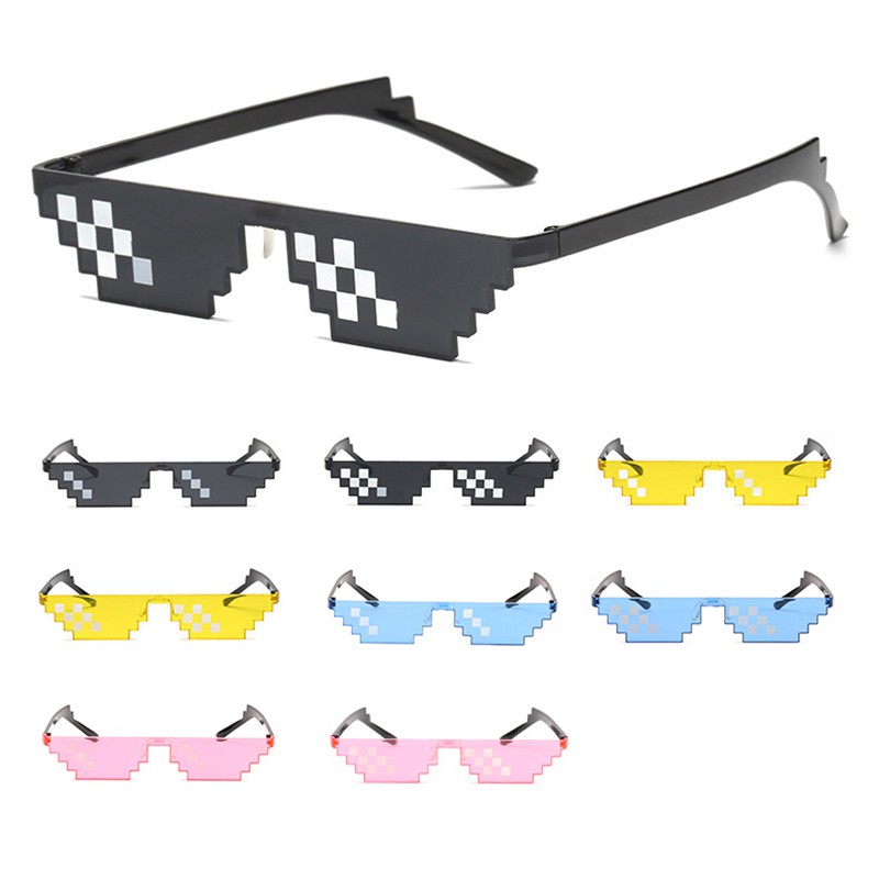 (YUZHU) Kacamata Hitam Wanita Model Jepang Pixel untuk Pesta / Cosplay Mosaic Sunglasses