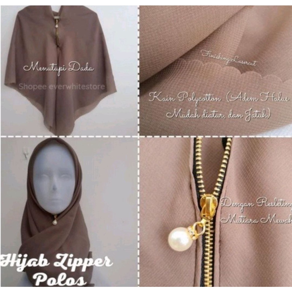 Zipper hijab bella square resleting laser cut / segiempat zipper bella square polycotton