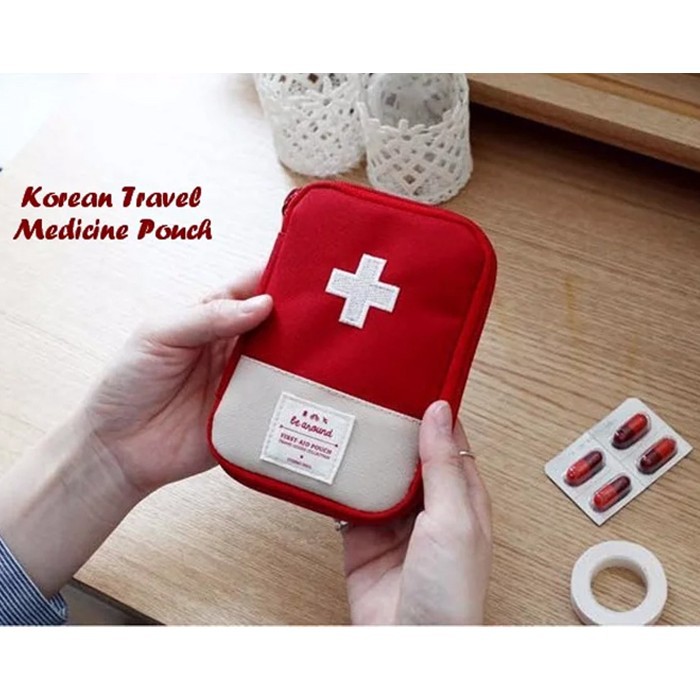 Medicine Pouch P3K Tas Obat Mini Travel Medicine Pouch Tempat Kotak Obat Organizer First Aid Koper Korean