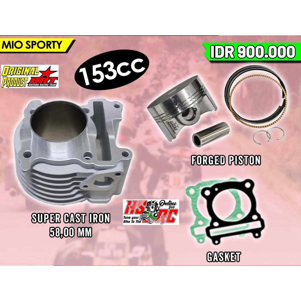 PAKET BLOK RACING BRT Yamaha MIO Sporty Soul Nouvo Harian Bore up 150cc Boring Silinder Mio 150 cc B