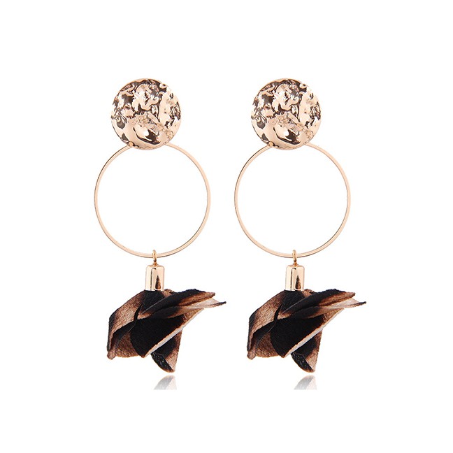 LRC Anting Tusuk Fashion Gold Flower Earrings A58800
