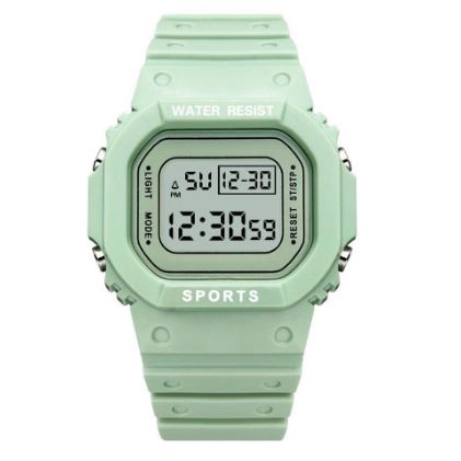 JAM TANGAN DIGITAL RUBBER PRIA WANITA SEGI KARET SPORT LED MURAH-PEACH POLOS