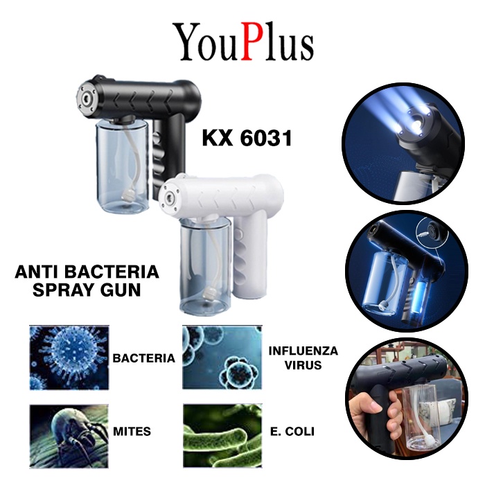 YOUPLUS Nano Spray Gun Disinfectant Wireless UV Sterilizer Gun