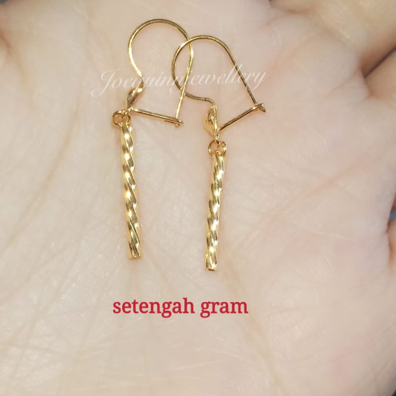 anting ulir bambu gantung emas muda