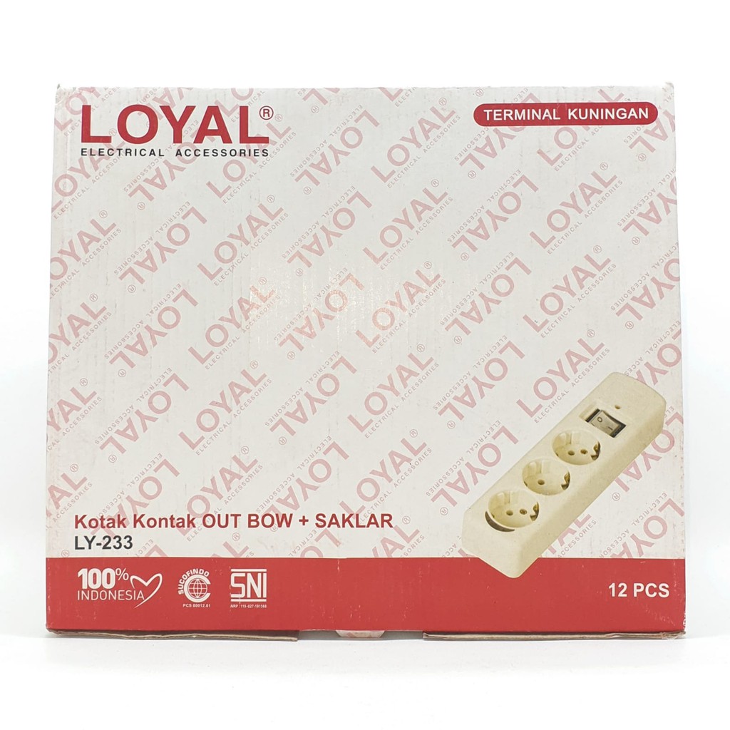 @12 Pcs (1 Kotak) LY-233 3L Loyal Stop Kontak Arde 3 Lubang Saklar Lampu Premium (Tanpa Kabel)