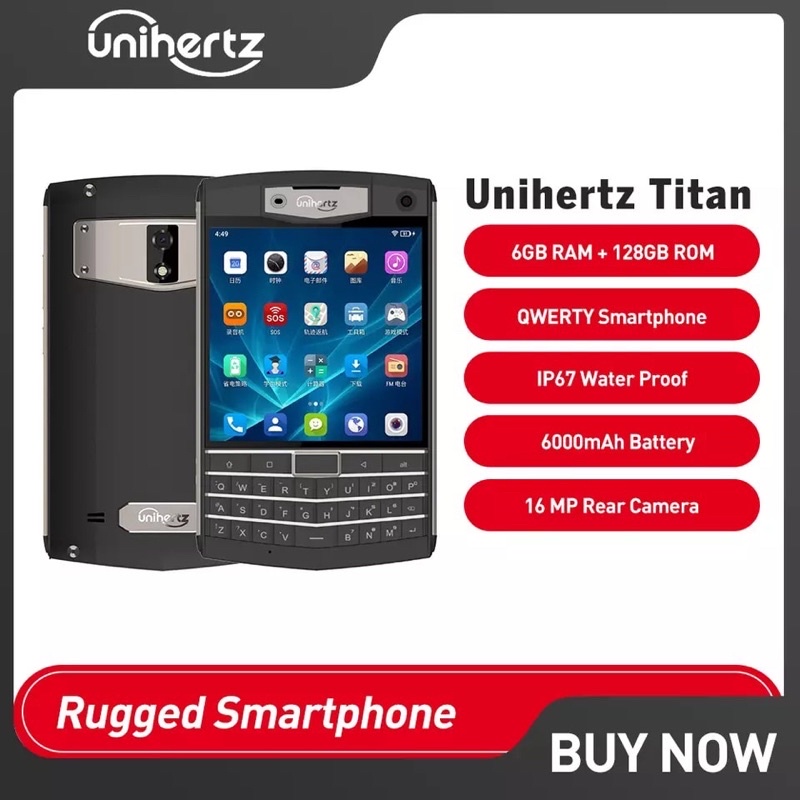 Unihertz Titan - 6GB + 128GB Rugged IP67 Smartphone QWERTY Android 10 6000MAh 4G NFC