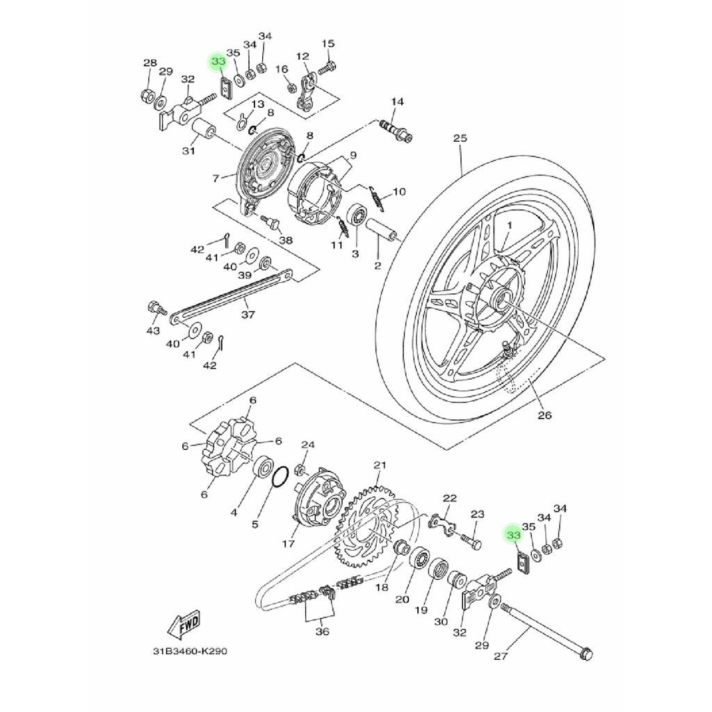 BESI PLAT TAHANAN PENAHAN ANTING STELAN SETELAN RANTAI RANTE JUPITER Z 110 BURHAN ORI 5TP-F539F-10