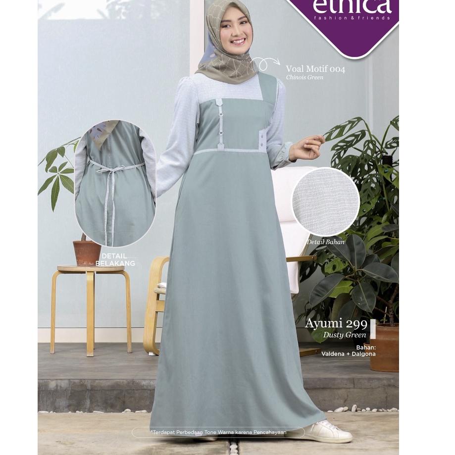Pur GAMIS ETHICA AYUMI 299 ( DUSTY PINK, DUSTY GREEN ) BAHAN DALGONA + VALDENA BUSUI FRIENDLY Produk