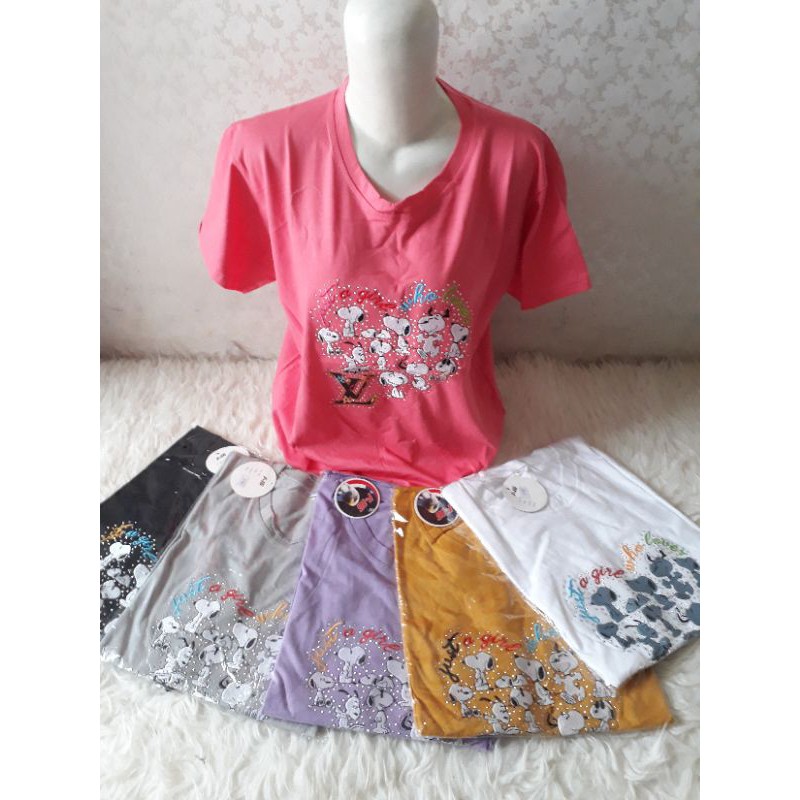 KAOS WANITA LV BORDIR /KAOS IMPORT WANITA ALL SIZE / ATASAN WANITA KATUN LV PREMIUM