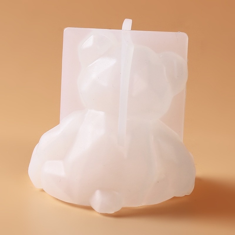 Cetakan Resin Bentuk Beruang Geometris 3D Bahan Silikon Transparan Untuk Dekorasi Kue