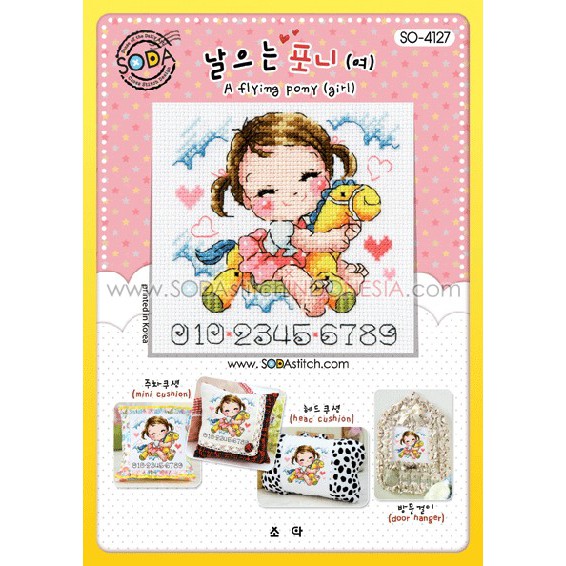 Paket DIY Craft Sulam Kristik Strimin Cross Stitch Sodastitch SO-4127 - A Flying Pony Girl