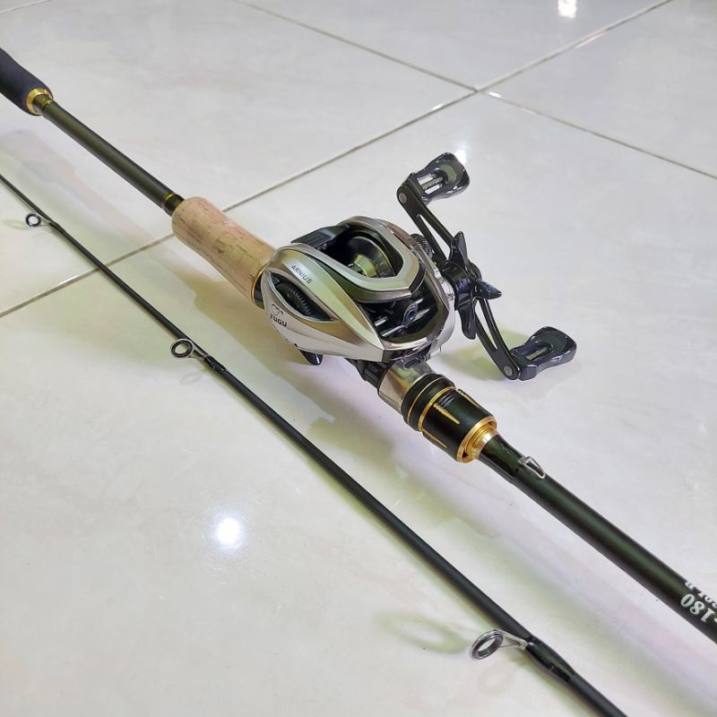 PANCING CASTING SEPASANG MURAH MEWAH JORAN BC VARBON 1,8M 20 LBS REEL BC FUGU ARNIUS TOP RASIO