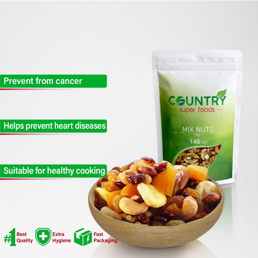 

Mix Nut TYPE 1 | Almond, Cashew, Walnut, Cranberry, Apricot [ 1 KG ]
