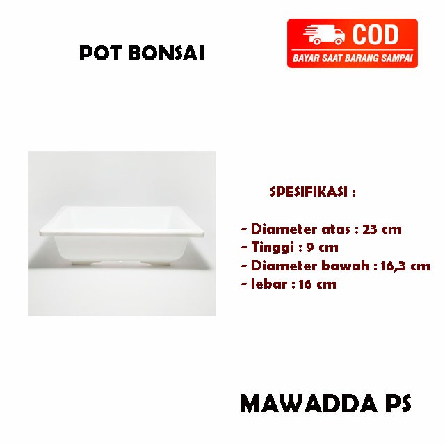 Pot Bonsai Persegi Plastik Putih NKT