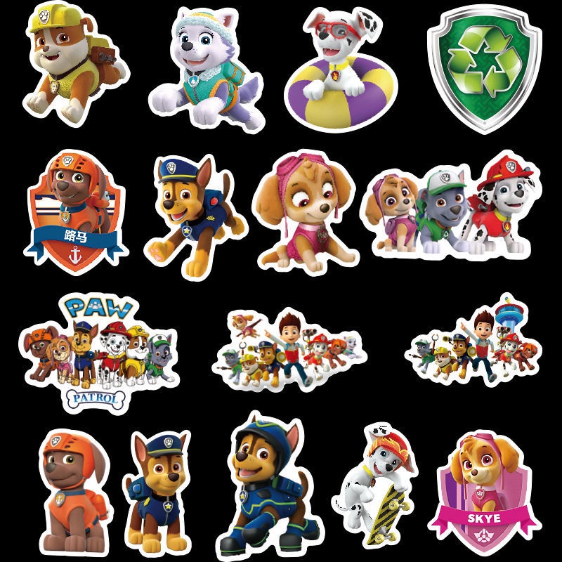 50 buah Paw Patrol bagasi stiker kartun laptop diy dekorasi ponsel gitar besar stiker koper stiker c