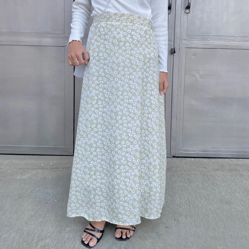 Floral skirt korean style rok A line By Vitafa