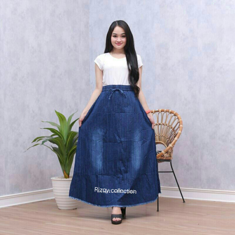 ROK JEANS PLISKET//PLISKET JEANS//ROK JEANS UMBRELA//PLISKET RAWIS//PLISKET JEANS WANITA//ROK SKIRT