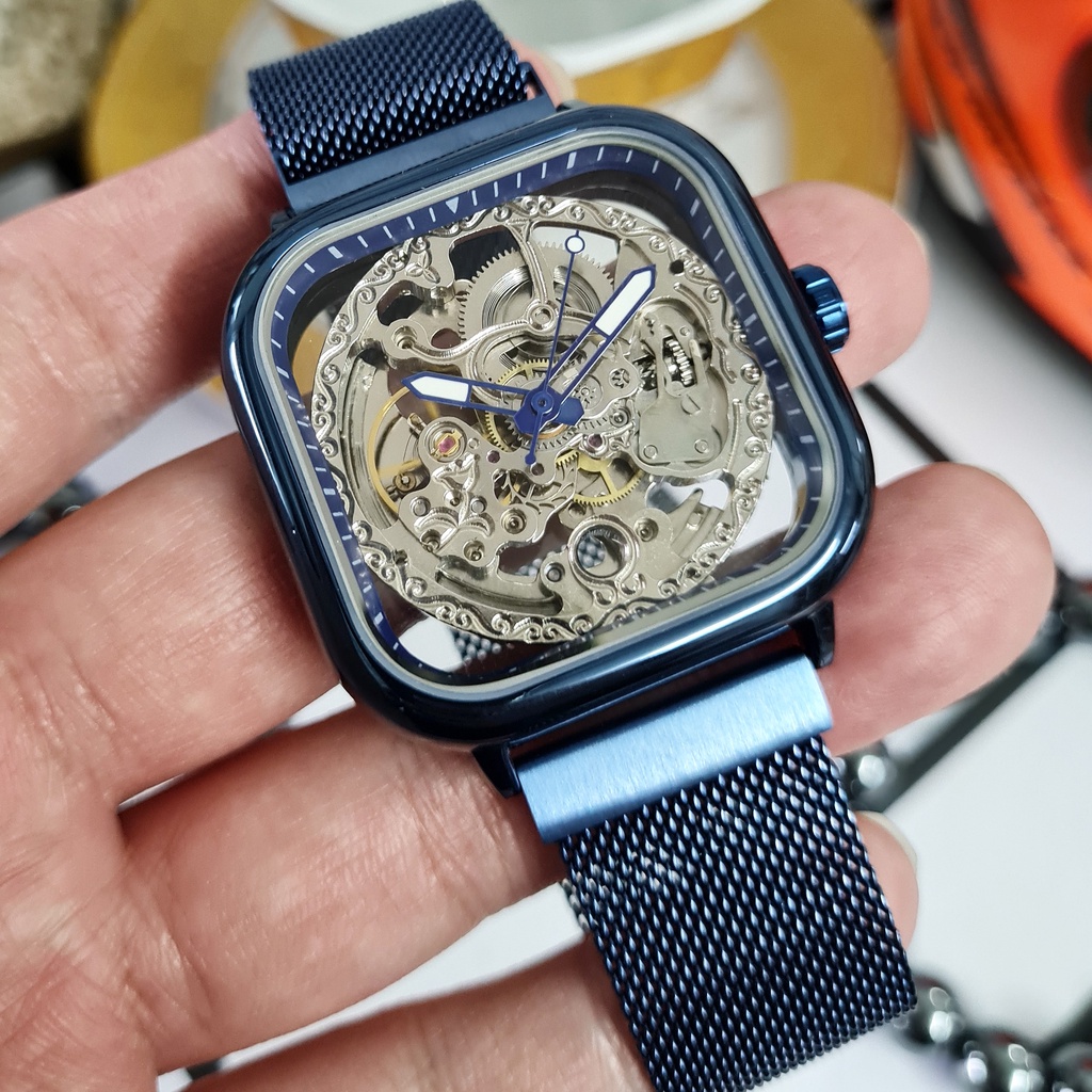 (COD) Jam Tangan Pria Original FORSINING Umbra Automatic Otomatis Mechanical Mekanik Skeleton Kotak 