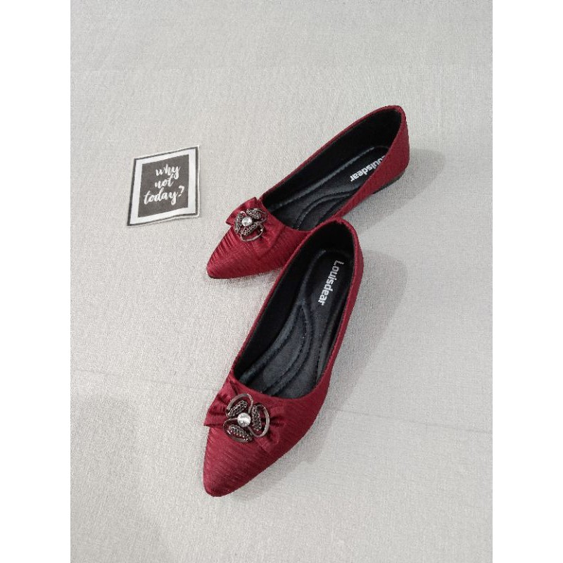 LOUISDEAR sepatu flat bahan satin B38