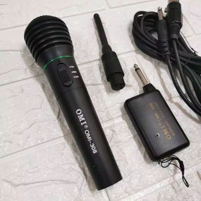 OMI 308 PROFESSIONAL DYNAMIC MICROPHONE MIKROFON MIC WIRELESS TANPA KABEL PANJANG PENYANYI KARAOKE