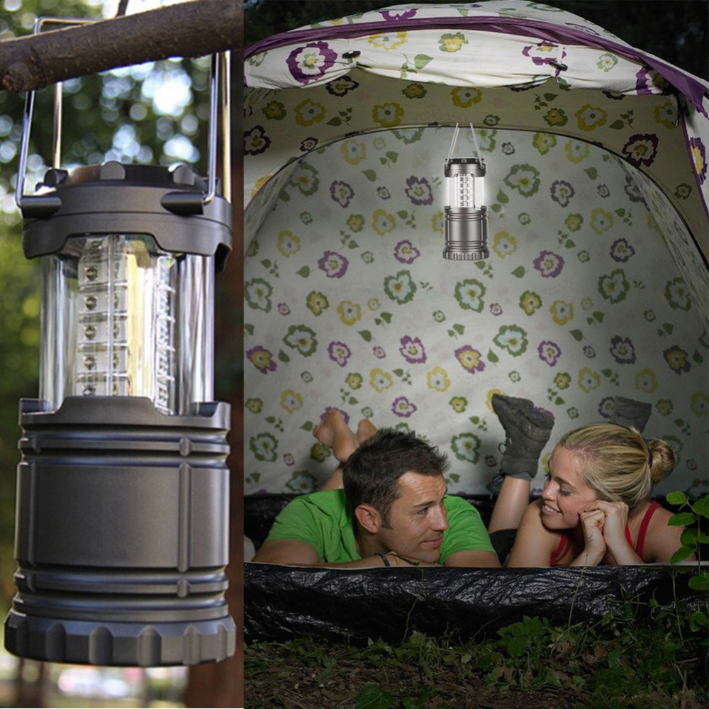 Mall [JANGAN TAKUT GELAP] - Lampu Lentera Camping Lantern 30 LED Water Resistant - GY18 - Black