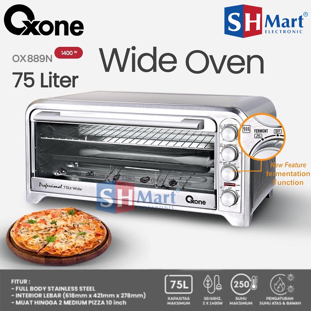 OXONE OVEN LISTRIK JUMBO PROFESSIONAL WIDE 75 LITER OX-899N OX899N STAINLESS STEEL (MEDAN)