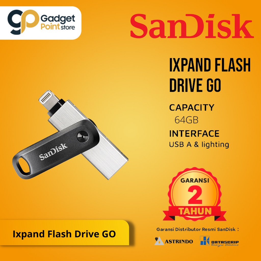 Flashdisk OTG Lightning 64GB SanDisk Ixpand Flash Drive Go - Garansi 2 Tahun