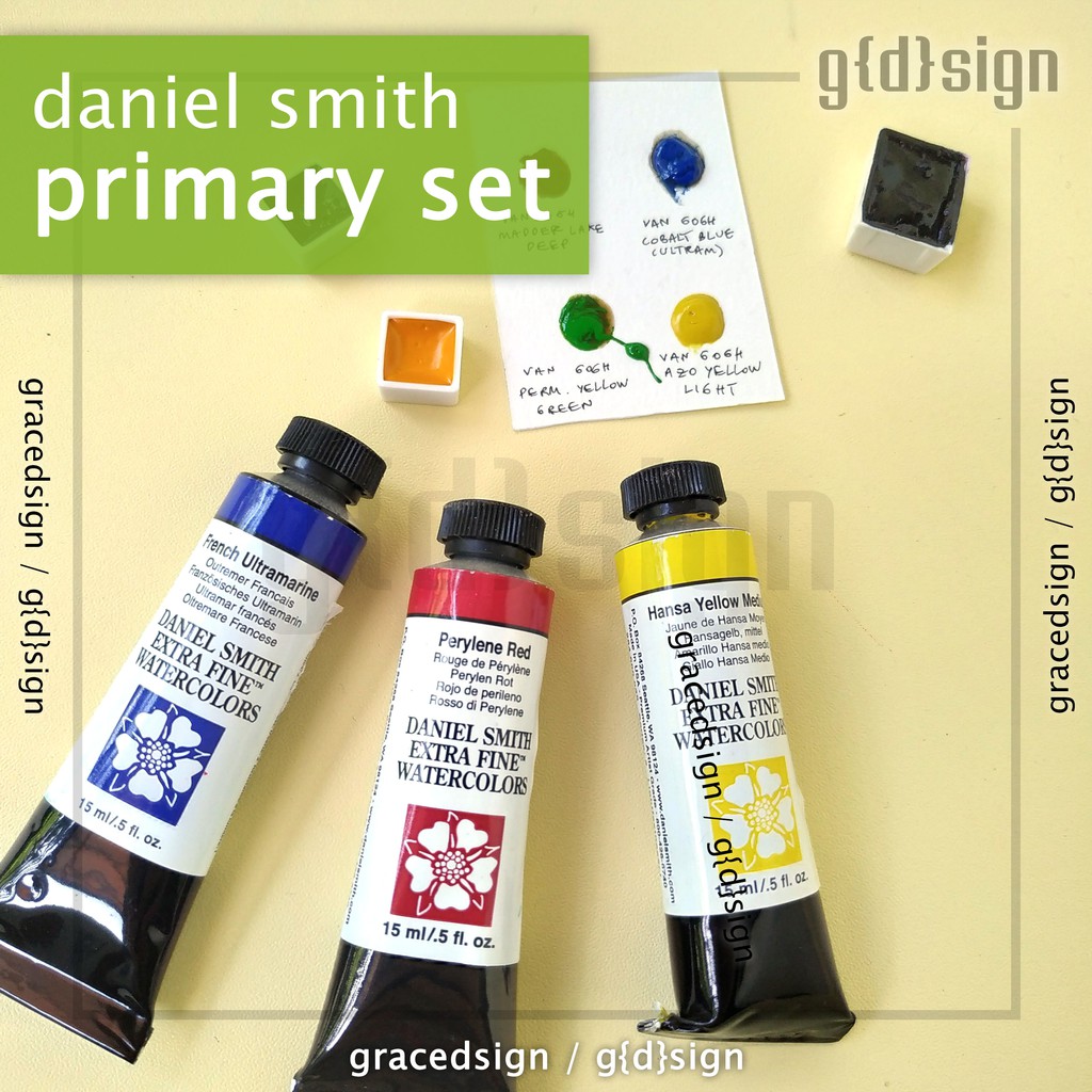 

Primary Set - Daniel Smith Watercolors - Share Tube Cat Air Hand Poured Dot Card Mini Pan Half Pan